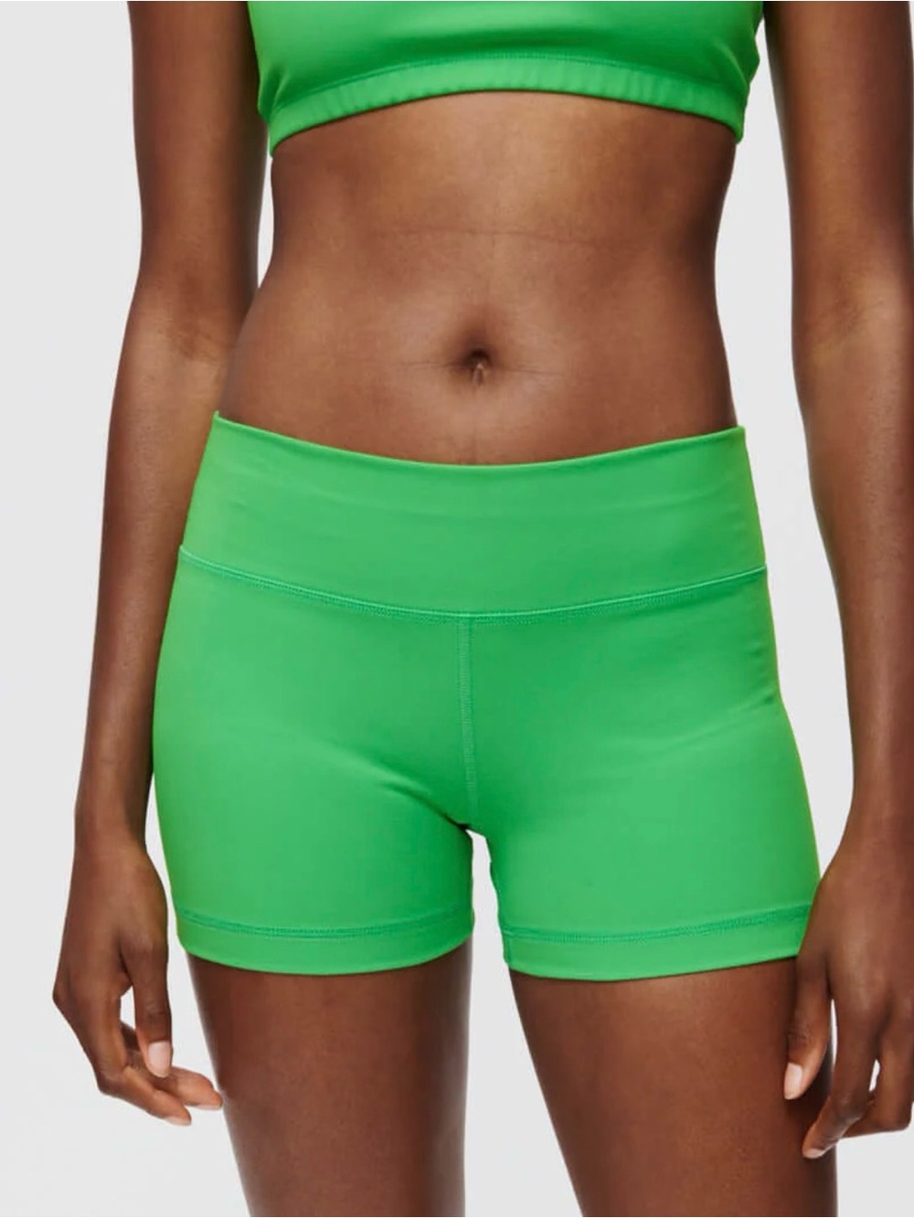 NWOT Outdoor Voices Neon Green Bike Shorts, Size Medium